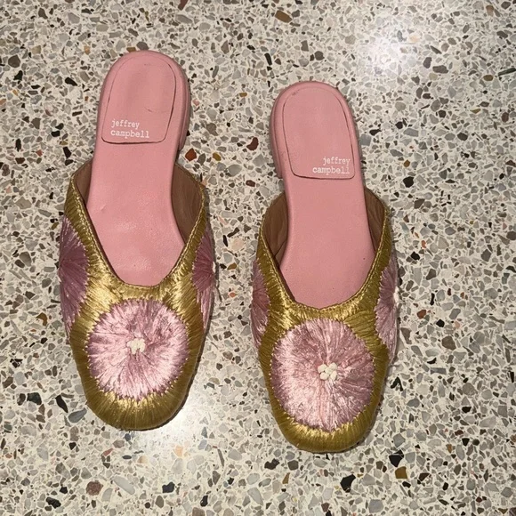 Jeffrey Campbell Mitzy Mule gold pink raffia rattan 8 39 - Picture 4 of 8